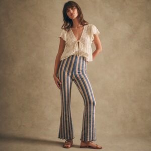 Free People Striped Pull On Flare Pants XS High Waist